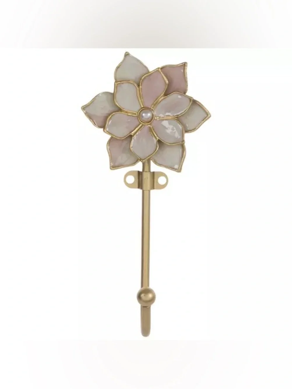 White & Gold Flower Metal Wall Hook